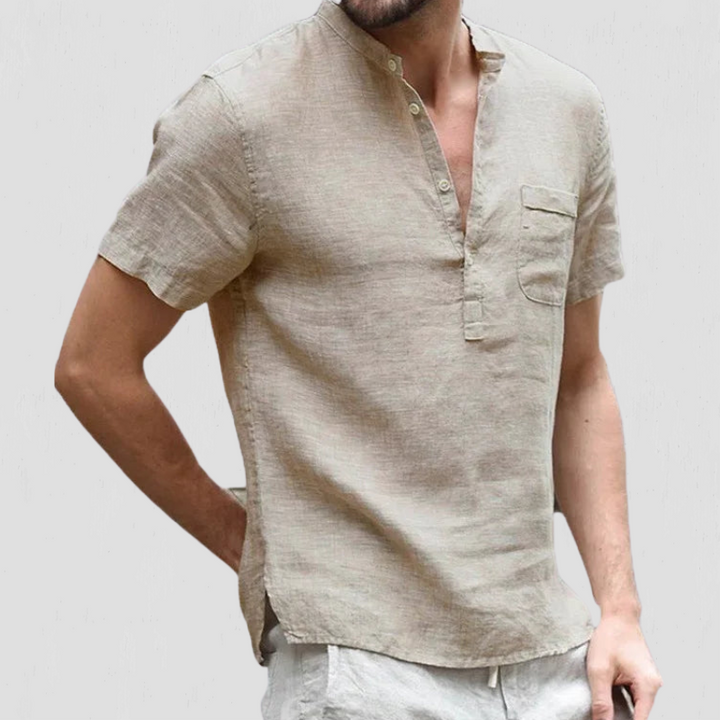Ricks | Linnen Heren Blouse | Overhemd Met Korte Mouwen | Lente/Zomer