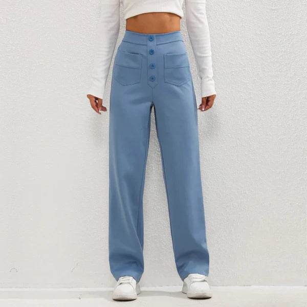 Lotte | Dames Casual Broek met Hoge Taille en Rechte Pijpen | Trendy voor Vrouwen