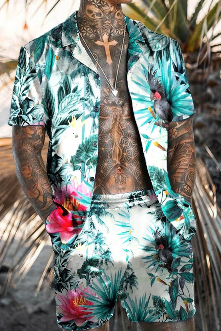 Marlon | Heren Zomer Set | Hawaiiaans Shirt en Korte Broek voor Mannen