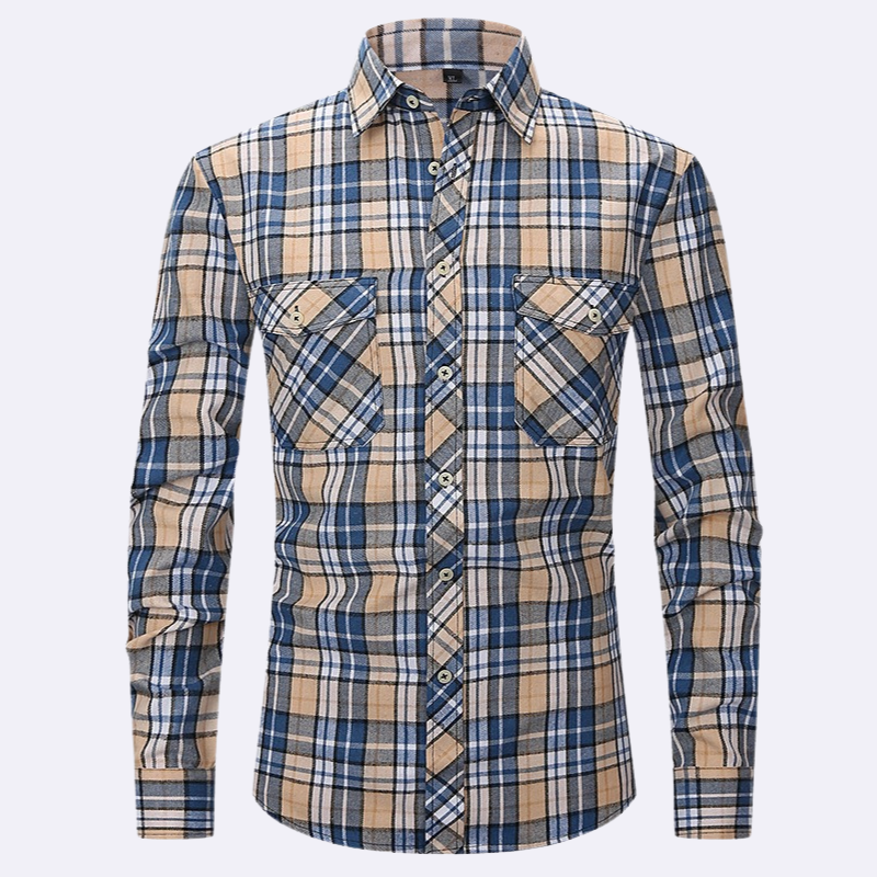 Jaspa | Geruite Flanellen Overhemd Met Lange Mouwen | Heren Blouse Shirt