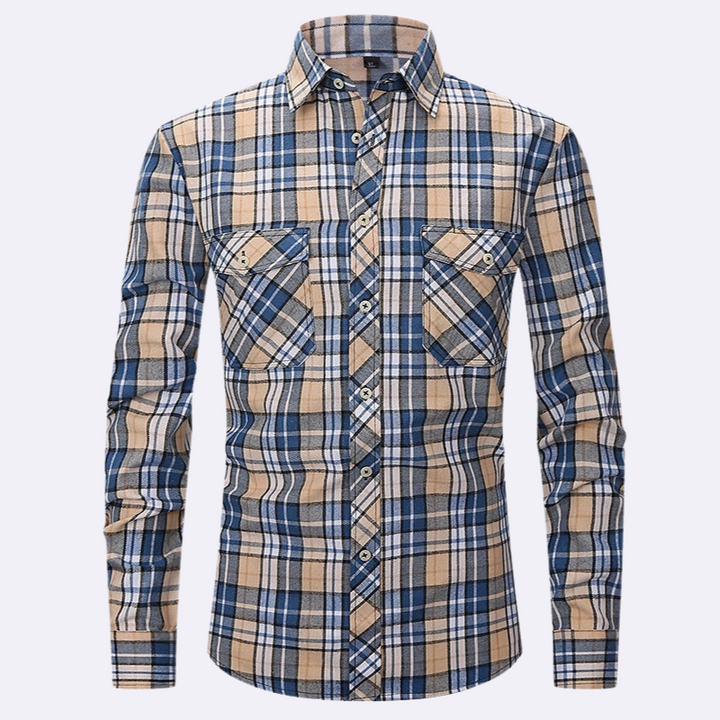 Jaspa | Geruite Flanellen Overhemd Met Lange Mouwen | Heren Blouse Shirt