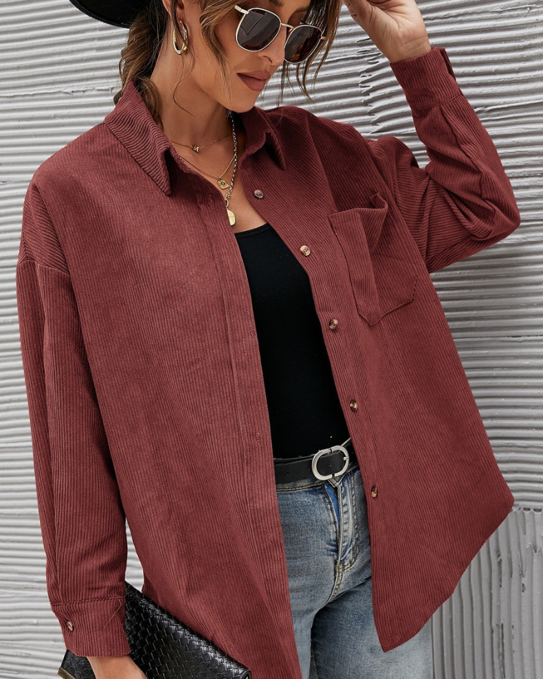 Sera | Dames Top | Comfortabele Corduroy Blouse | Tijdloze Stijl In Moderne Tinten