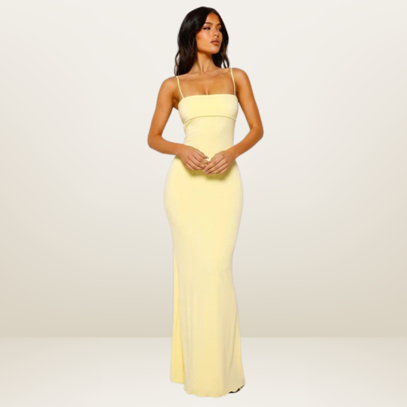 Silva | Bodycon Dames Maxi-Jurk | Elegante Avondkleding Met Open Rug