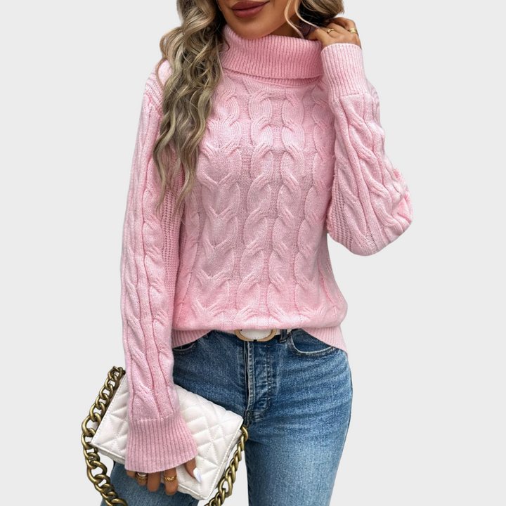 Elise | Coltrui Met Gebreide Kabel | Dames Sweater Trui