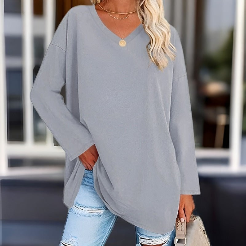 Mandy | Dames Trendy Dunne Zomer Trui | Vrouwen Shirt met Lange Mouwen