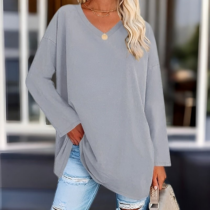 Mandy | Dames Trendy Dunne Zomer Trui | Vrouwen Shirt met Lange Mouwen