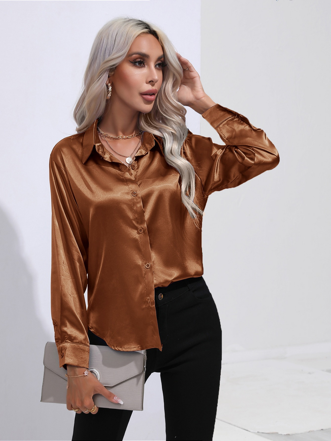 Sara | Chique Elegante Satijnen Dames Blouse