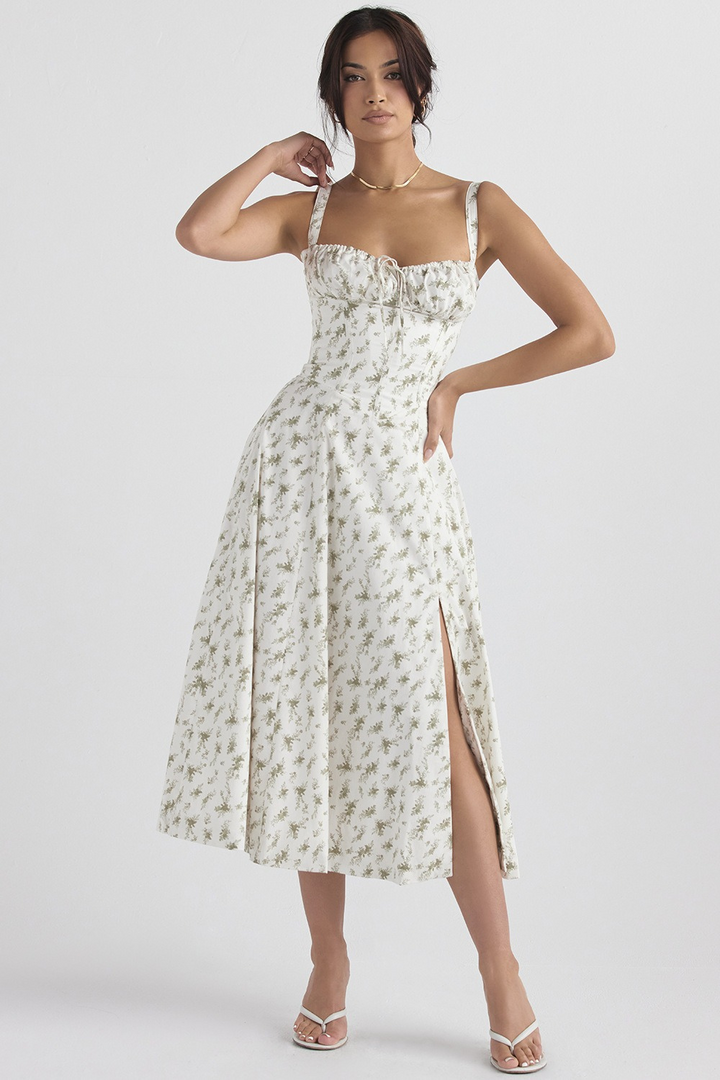 Bella | Dames Midi-Jurk met Fijne Spaghettibandjes & Trekkoord | Comfortabel & Trendy