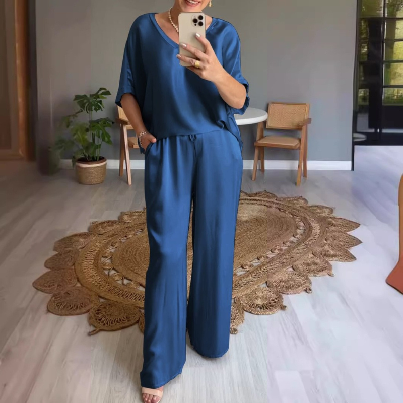 Mary | Dames Glanzende Tweedelige Outfit Set in Grote Maten voor Vrouwen