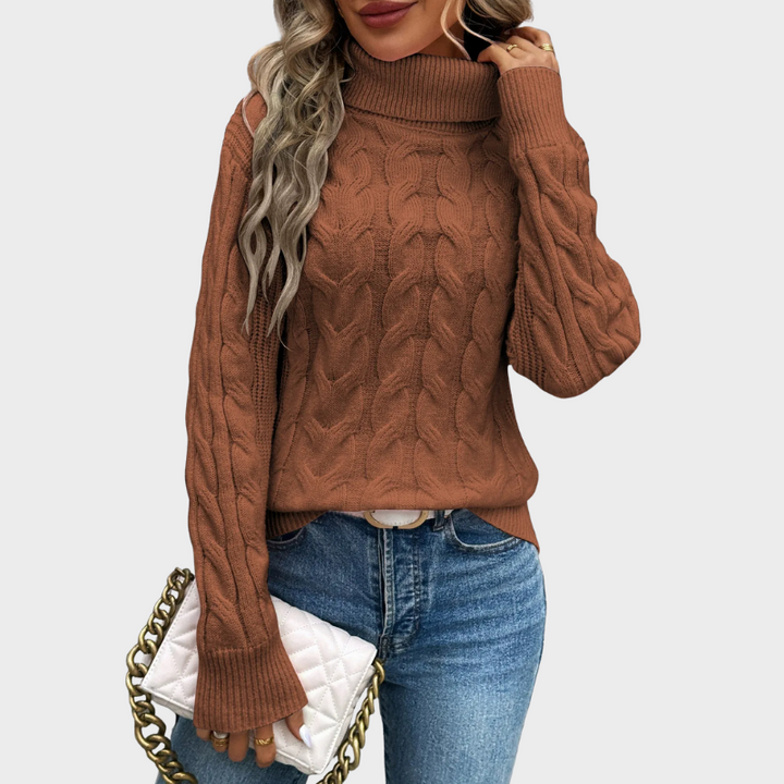 Elise | Coltrui Met Gebreide Kabel | Dames Sweater Trui