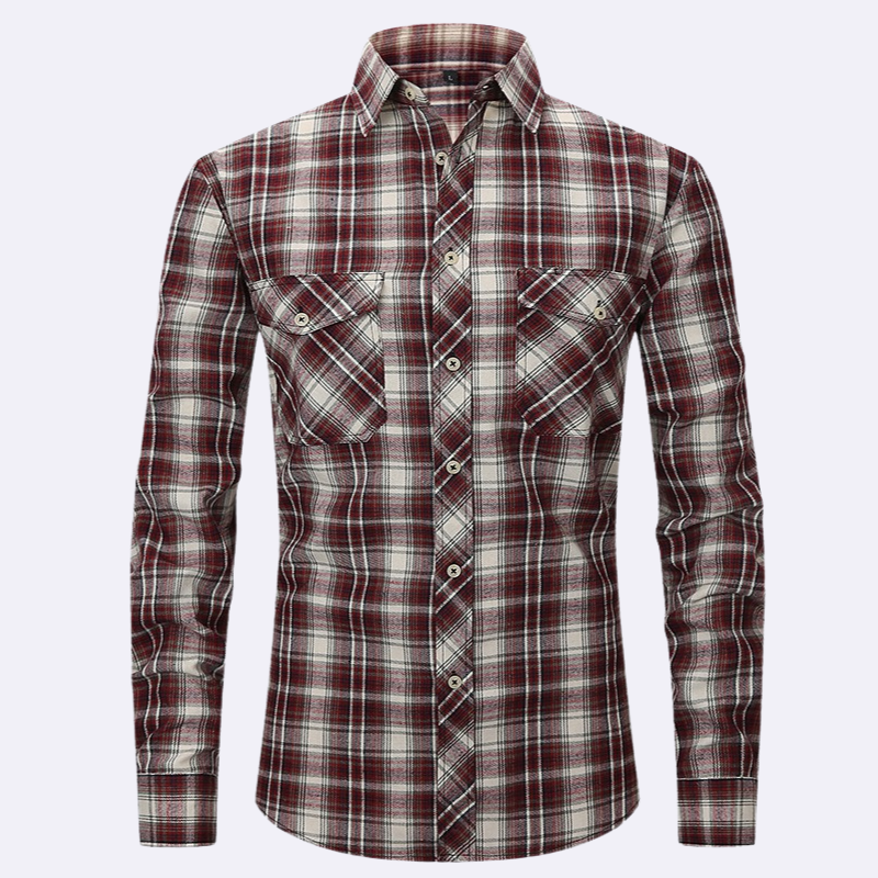 Jaspa | Geruite Flanellen Overhemd Met Lange Mouwen | Heren Blouse Shirt
