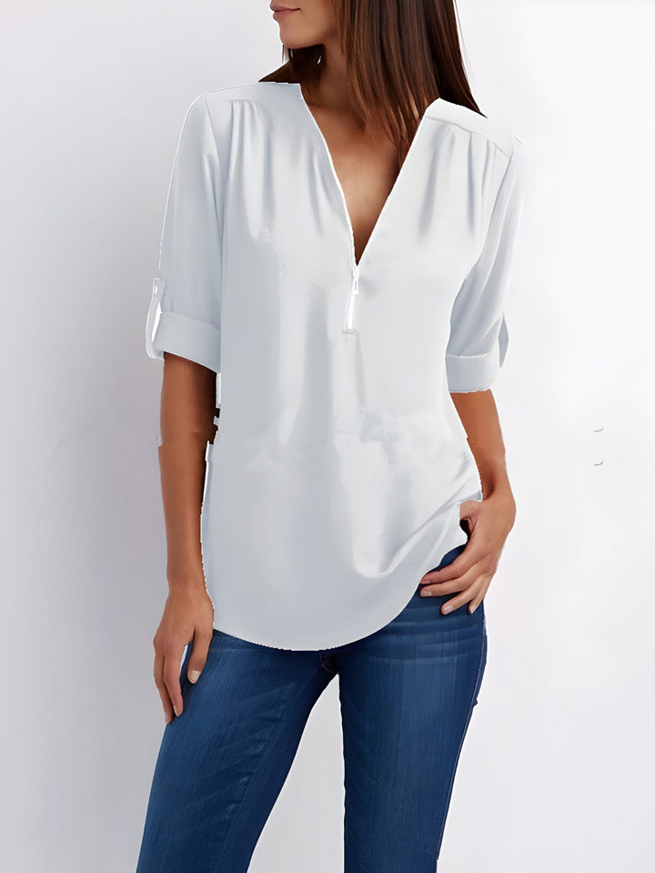 Amara | Stijlvolle Dames Blouse Met Halve Rits