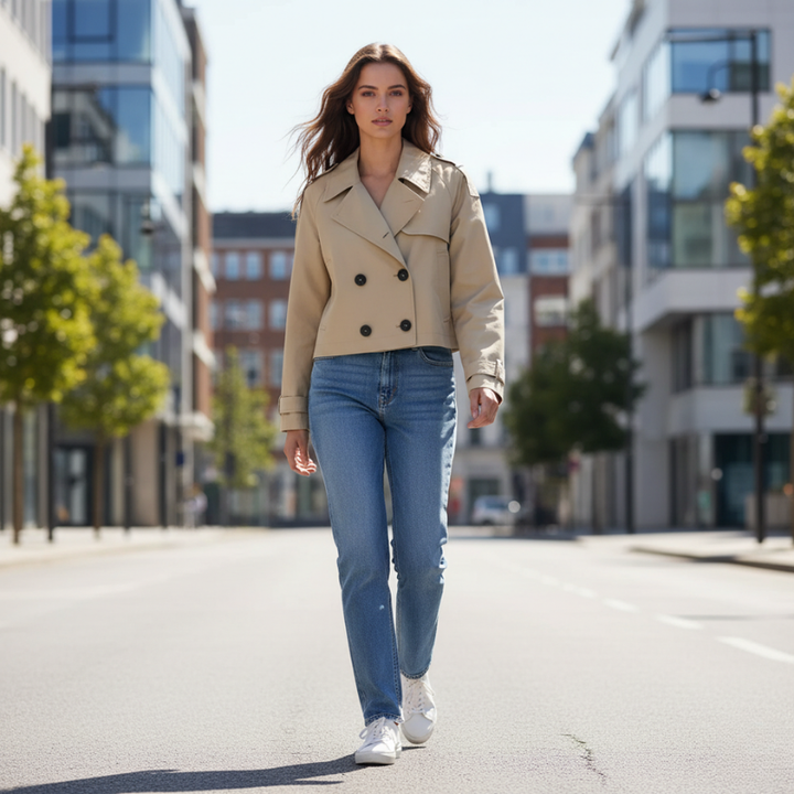 Sorata | Korte Trenchcoat met Dubbele Knopen Elegant