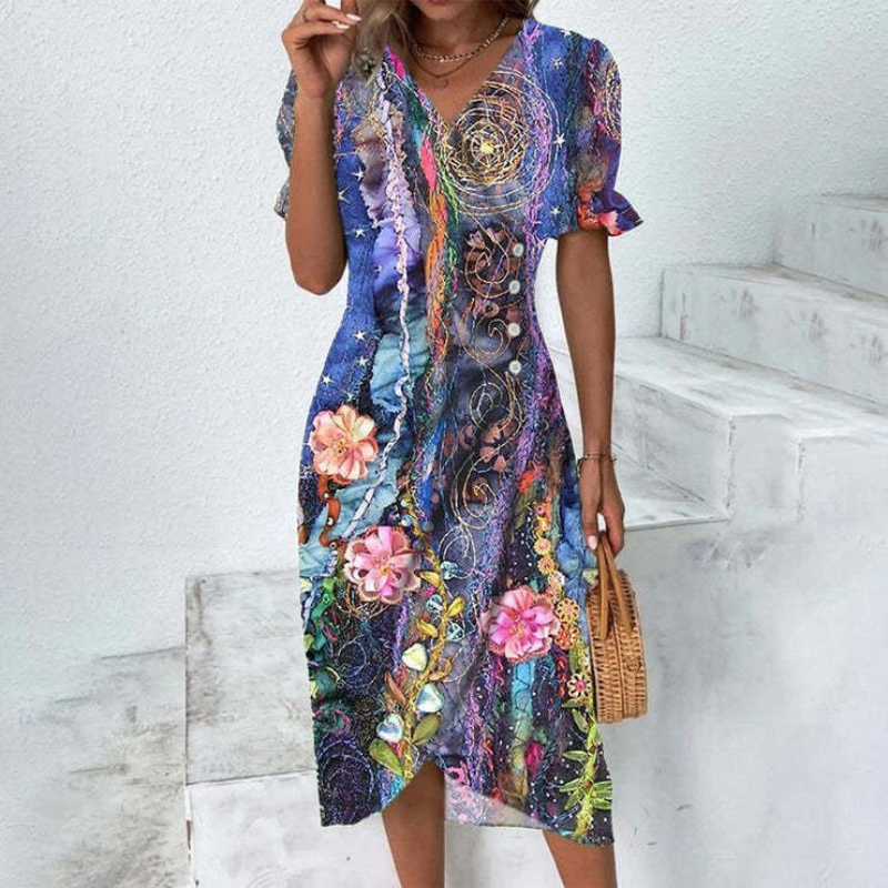 Fiona | Elegante Midi Dames Zomerjurk