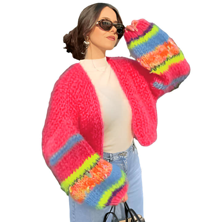 Foxy | Dames Truien | Warme Gestreepte Open Pullover | Nieuwe Style
