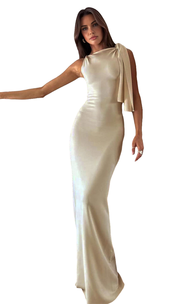 Fiona | Elegante Dames Jurk | Prachtige Geknoopte Mouwloze Lange Jurk