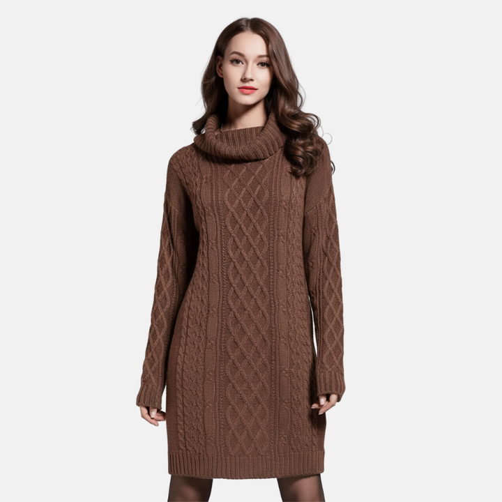 Elsa | Gebreide Sweater Jurk | Dames Coltrui Met Turtleneck