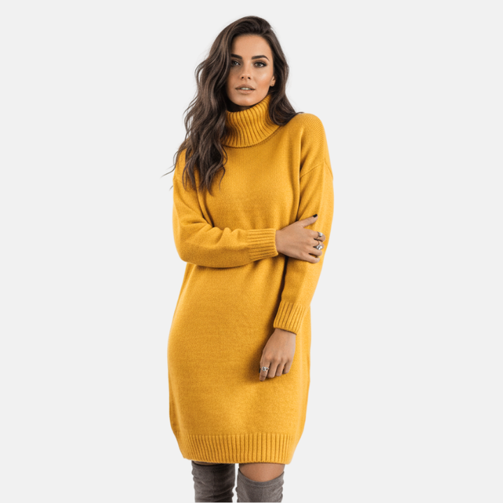 Lesley | Winterjurk Dames | Gebreide Trui Jurk met Colkraag | Warm & Stijlvol