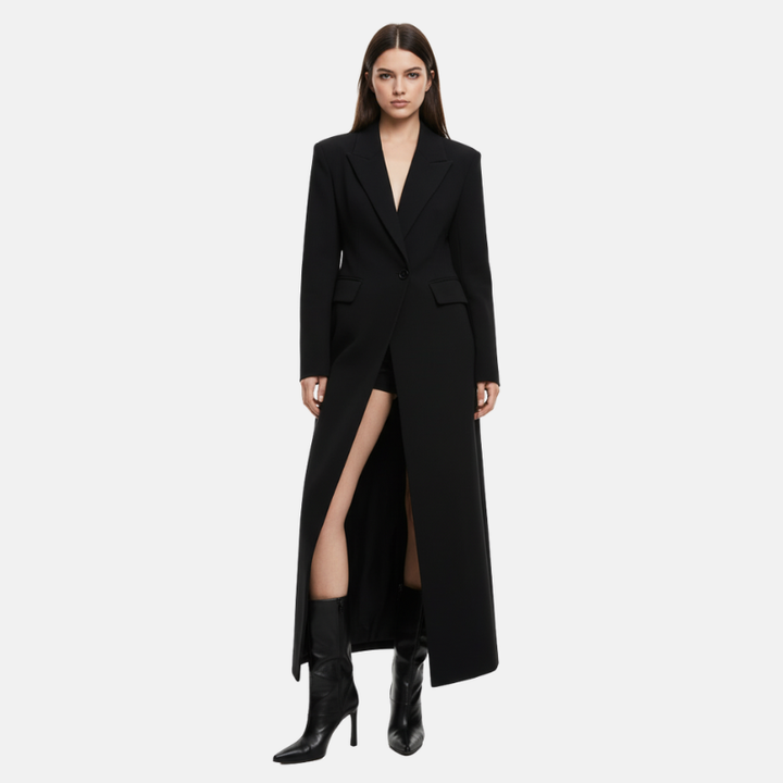 Amelia | Zwarte Dames Lange Trenchcoat Jas | Casual Zomerjas