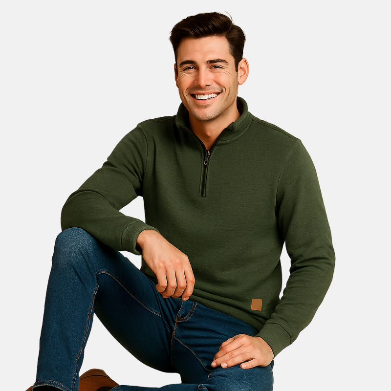 Delta | Heren Trui Met Kwartrits | Sweater Met Uniek Patroon