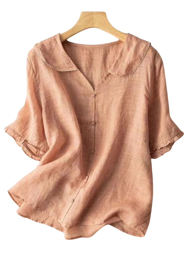 Silva | Retro Dames Blouse | Luchtige Korte Mouwen Shirt