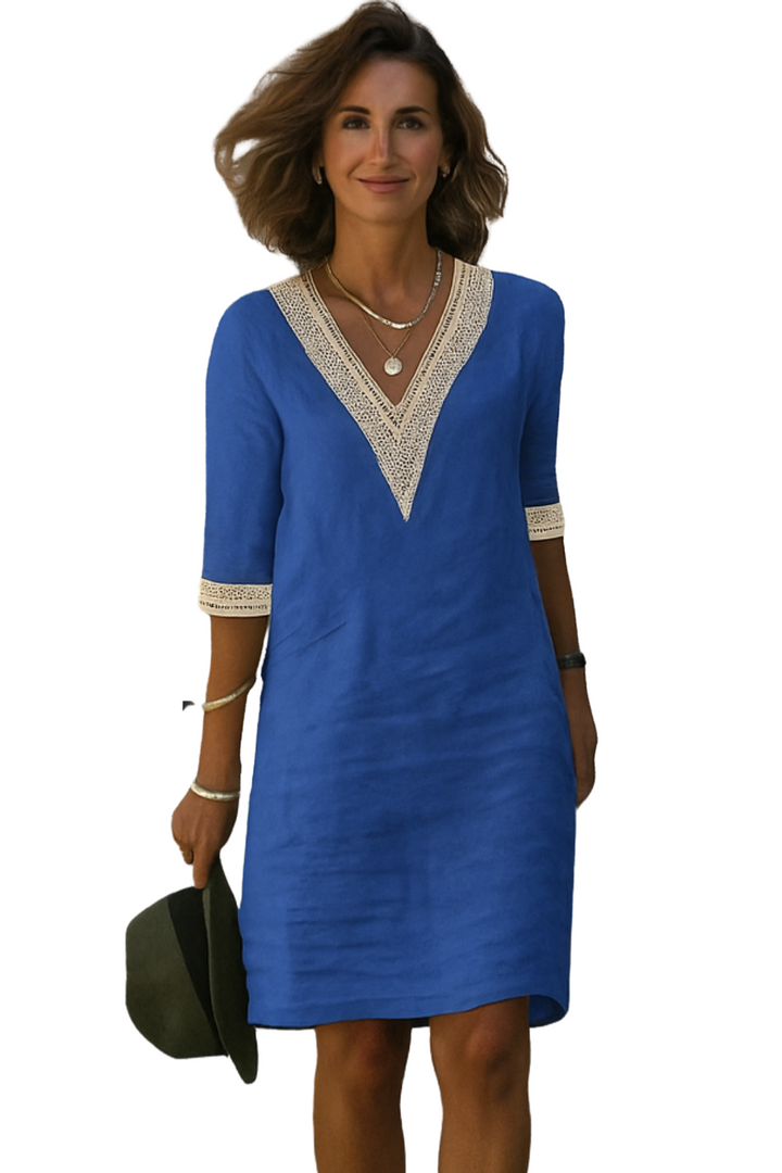 Selma | Casual Dames Jurk voor | Relaxed Fit, 3/4 Mouwen