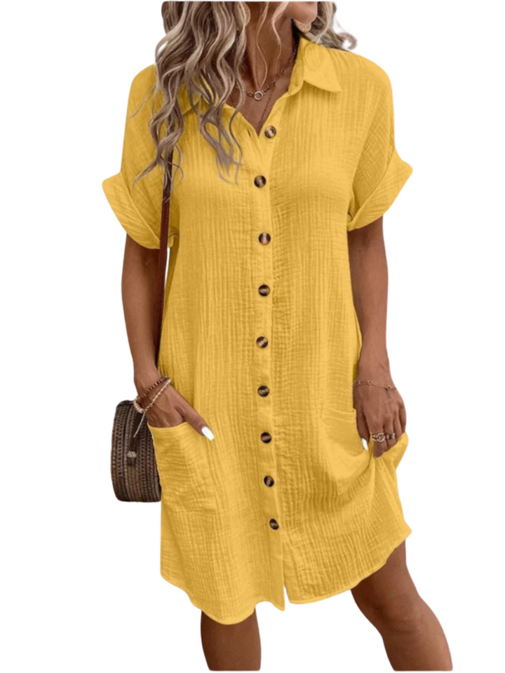 Elsa | Dames Zomerjurk | Overhemdjurk met Knopen