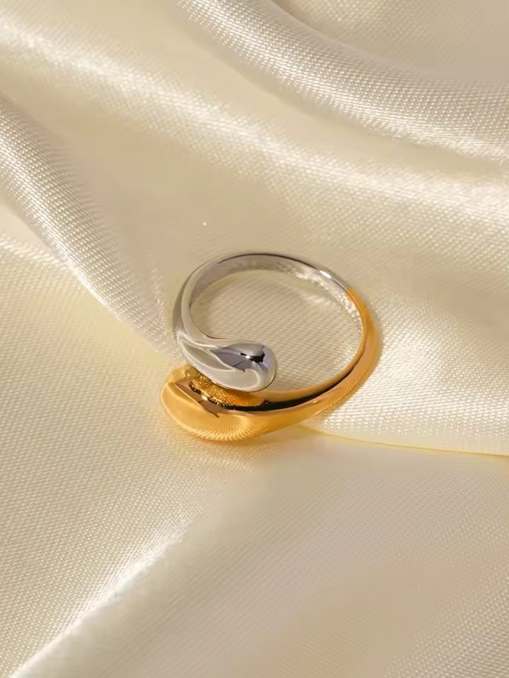 Zoella | Stijlvolle Goud-Zilveren Druppel Ring | Unieke Look