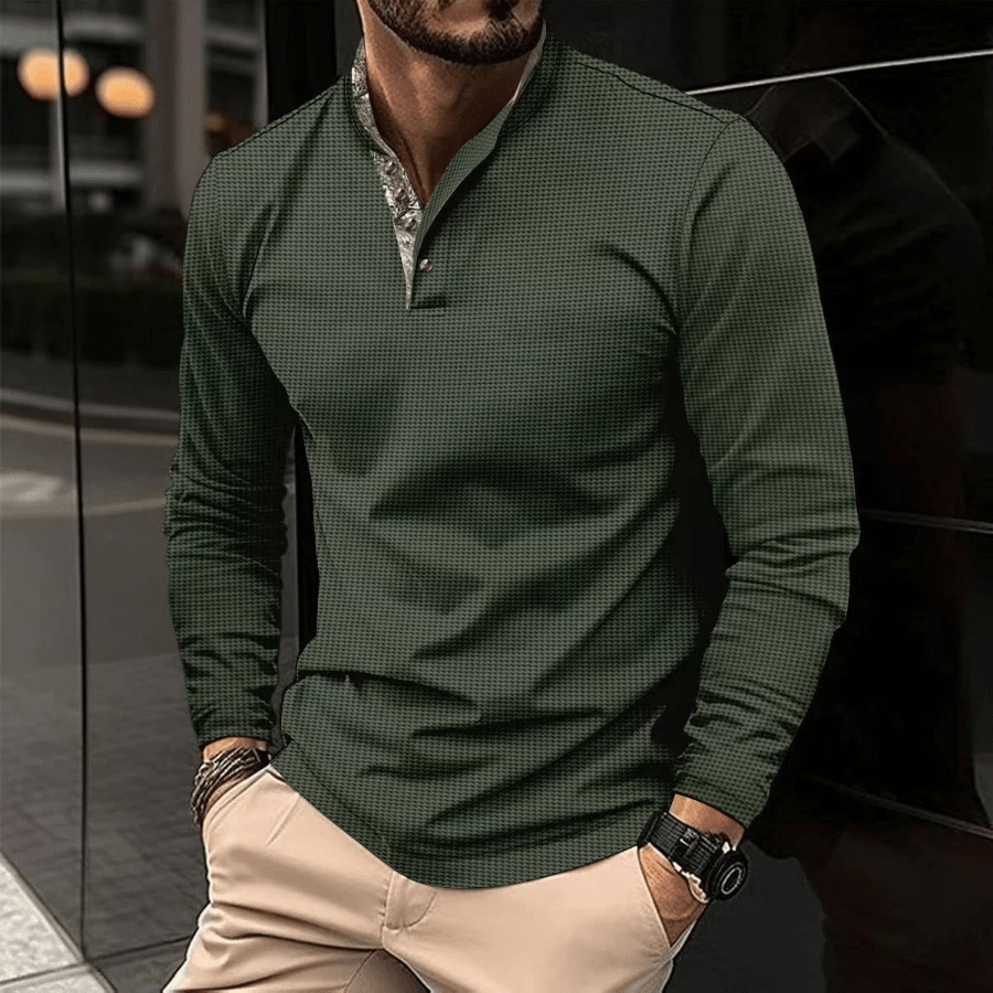 Andre | Trendy Lange Mouwen Heren Polo Trui Met Gekleurde Boord Kraag | Casual Outfit - Sorata