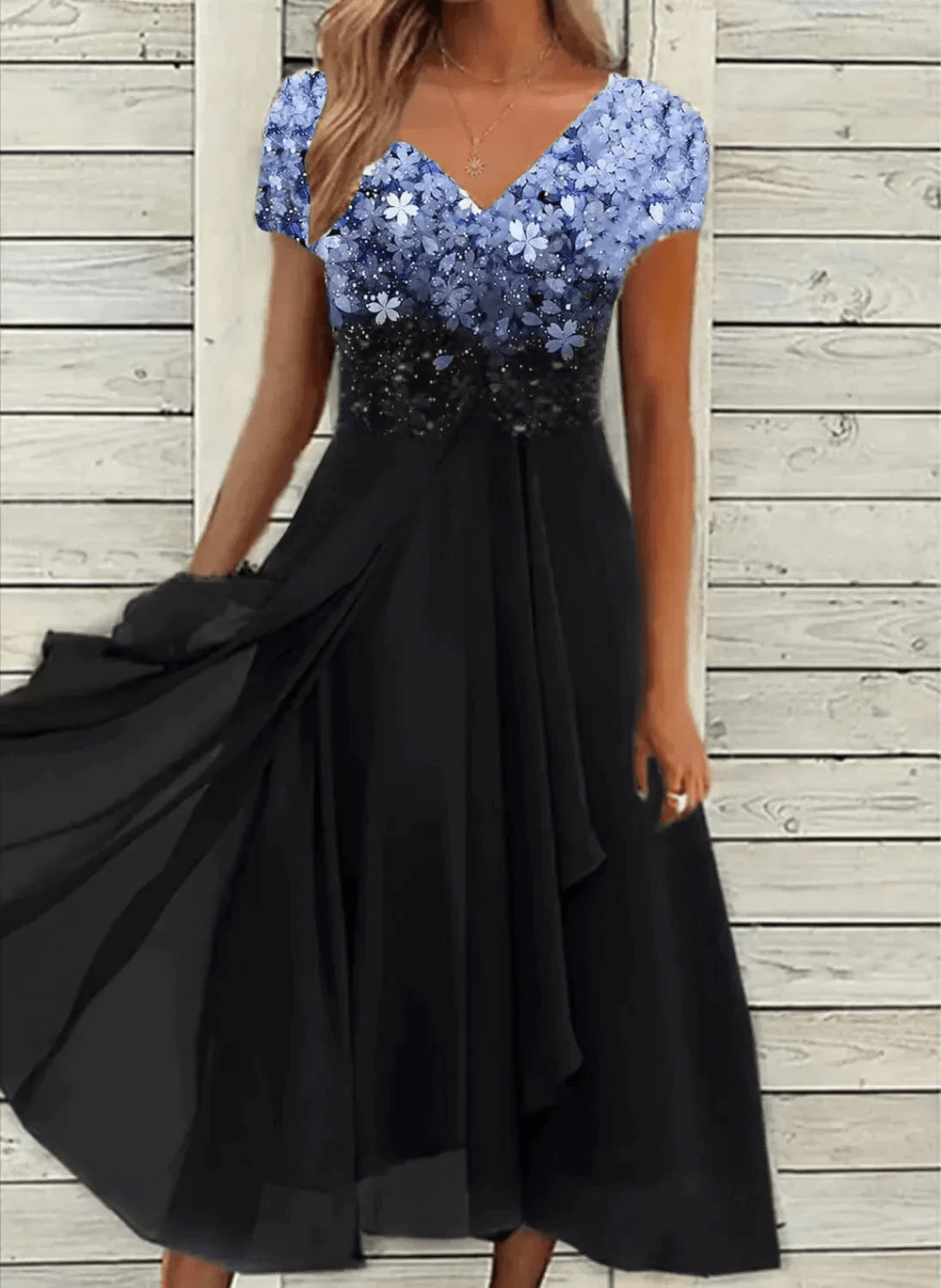 Ari | Elegante Chiffon Feestjurk | Dames Midi - Jurk - Sorata