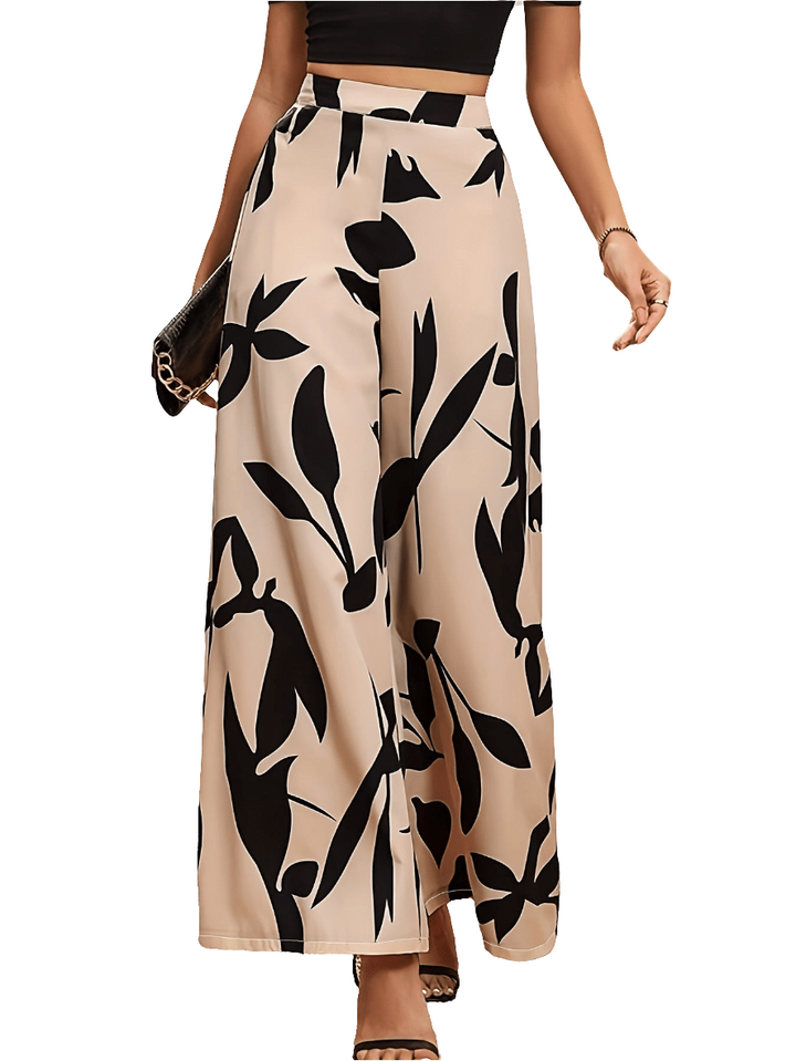 Elham | Wijde Dames Broek Met Bladprint
