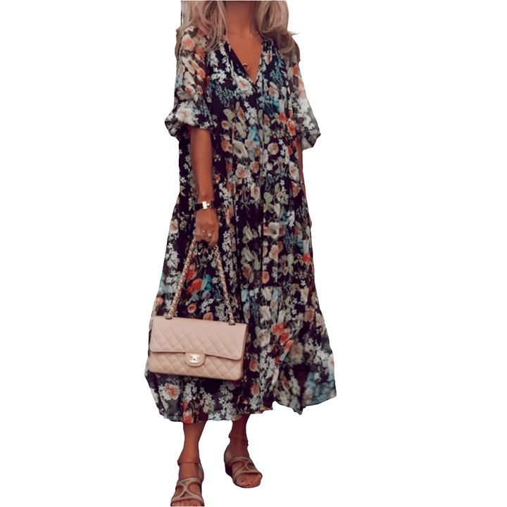 Fiona | Trendy Dames Jurk | Lange Jurk | Ultiem Draagcomfort | Voor De Lente/Zomer