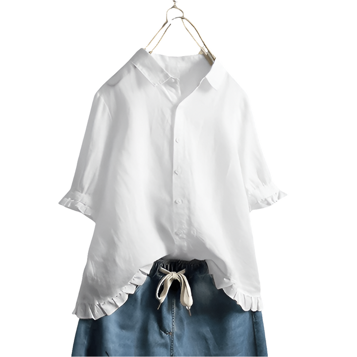 Wolfie - Blouse Dames - Witte Dames Blouse - Elegante Katoenen Blouse