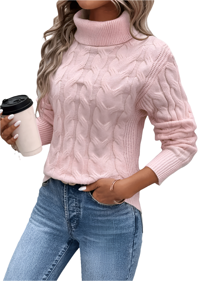Elise | Coltrui Met Gebreide Kabel | Dames Sweater Trui