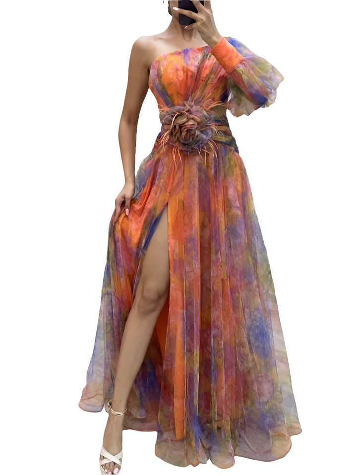 Maxime | Asymmetrische Maxi Jurk met Bloemenprint | Zomerjurk voor Vrouwen