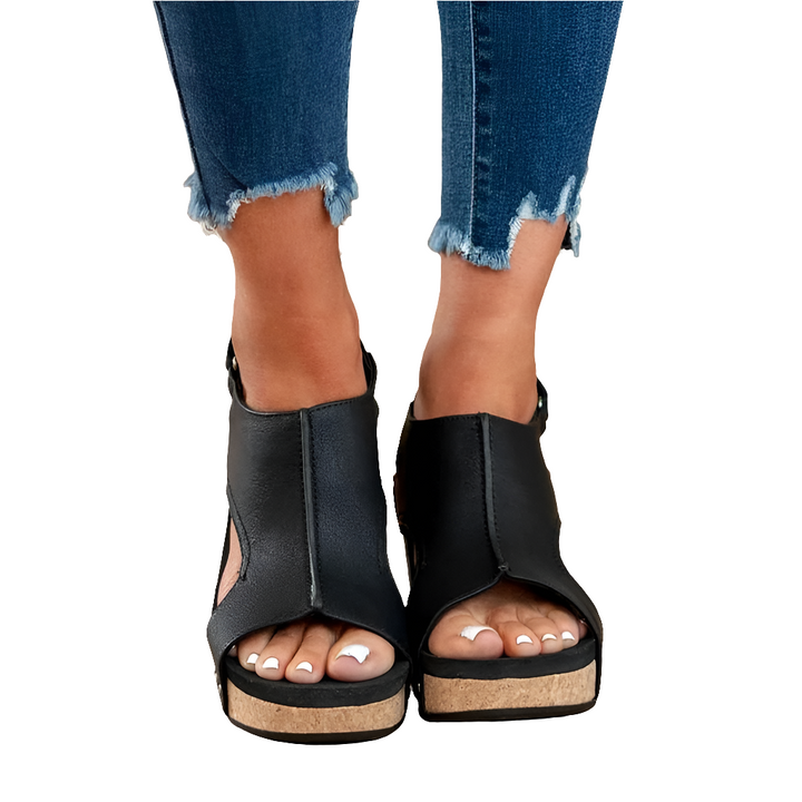 Selena | Dames Orthopedische Leren Hak Sandalen met Extra Support