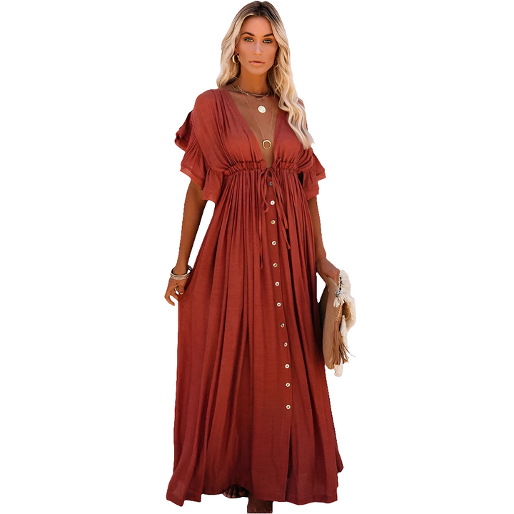 Annu | Elegante Dames Jurk | Lange Strandjurk | Luchtige Pasvorm