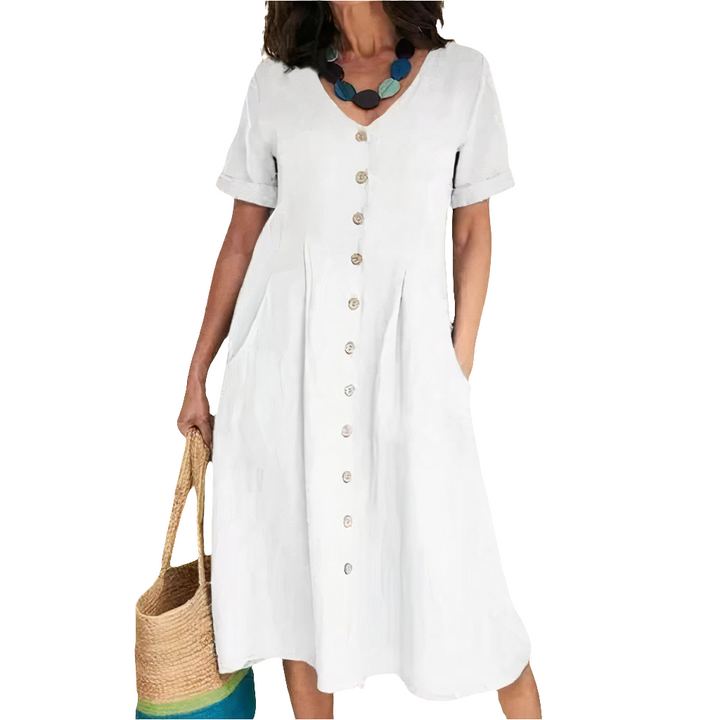 Elena | Dames Losse  Zomer Jurk | Vintage Retro Elegante Vrouwen Jurk