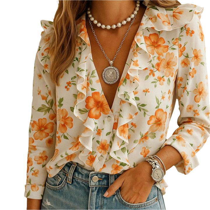 Yash | Elegante Dames Blouse | Met Ruches