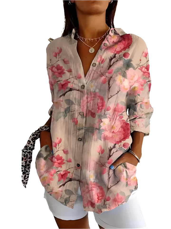 Elsa | Bloemen Blouse Met Knopen Voor Dames