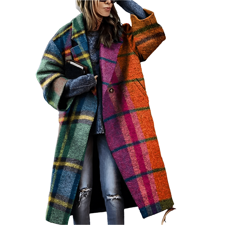 Jennifer | Elegante Warme Wollen Dames Jas met Unieke Print | Casual Trenchcoat Stijl