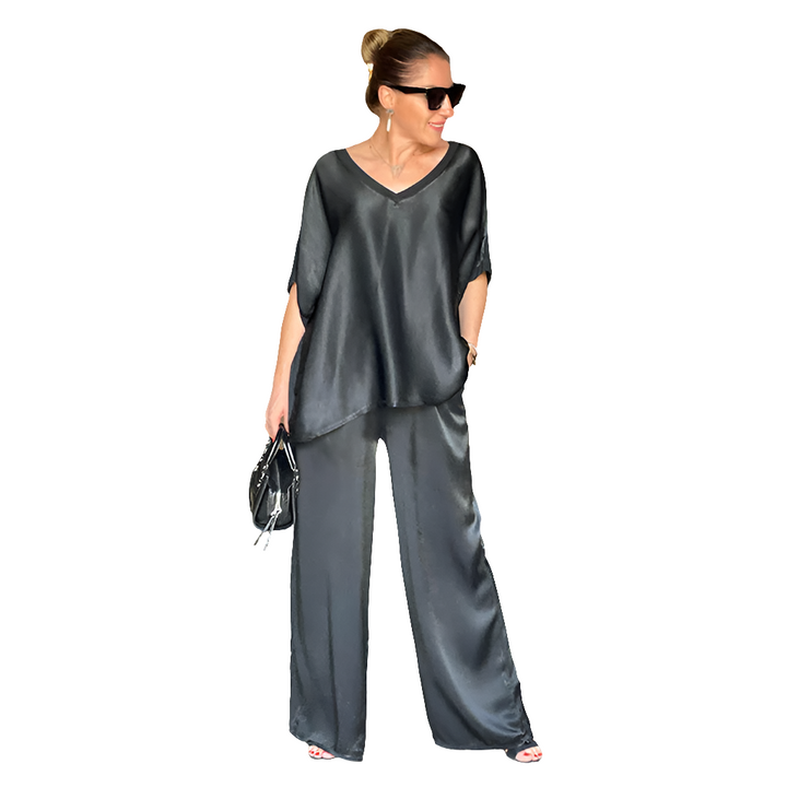 Mary | Dames Glanzende Tweedelige Outfit Set in Grote Maten voor Vrouwen