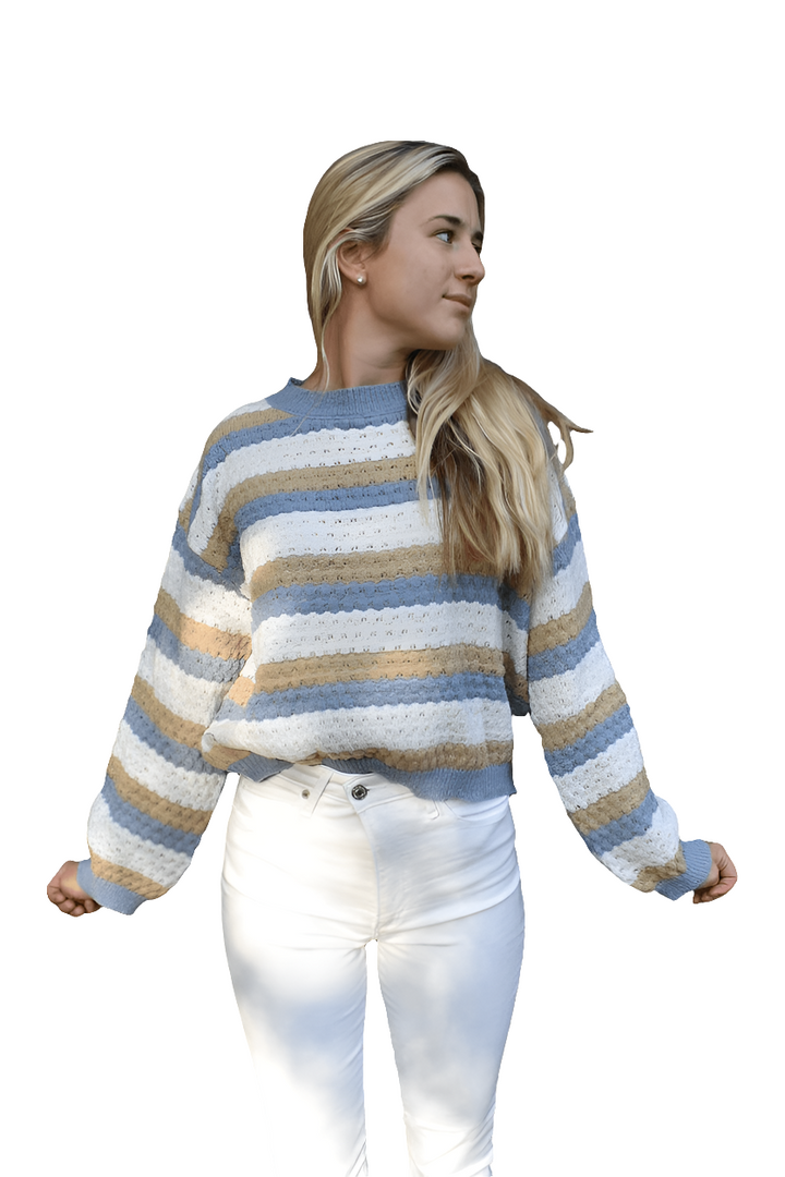 Elsa | Comfortabele Gestreepte Cashmere Trui | Dames Sweater | Jumper Vest
