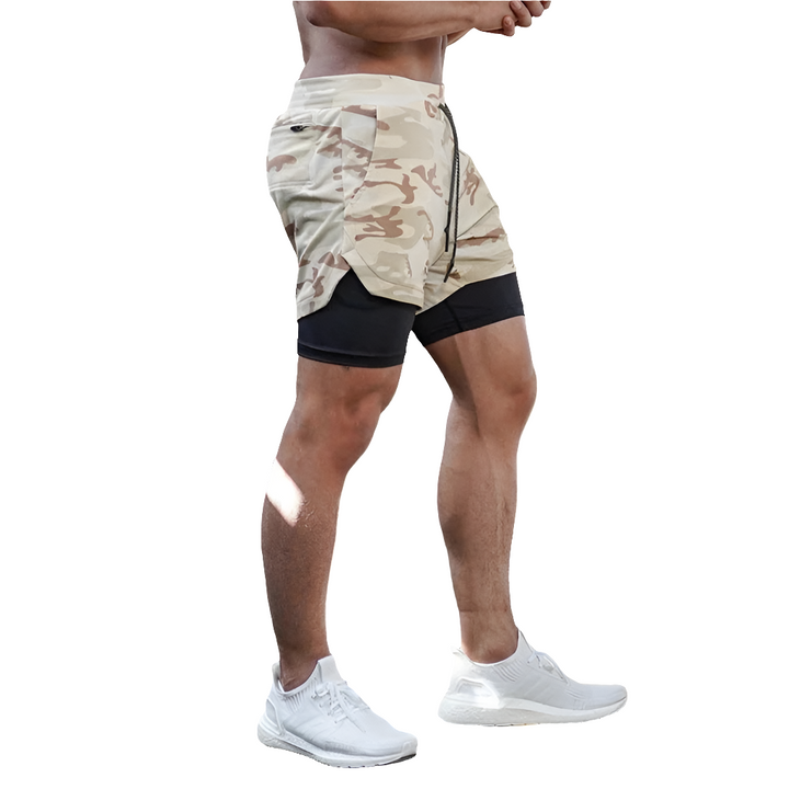 Leon | Sportieve Dubbele Heren Sportshorts | Korte Broek