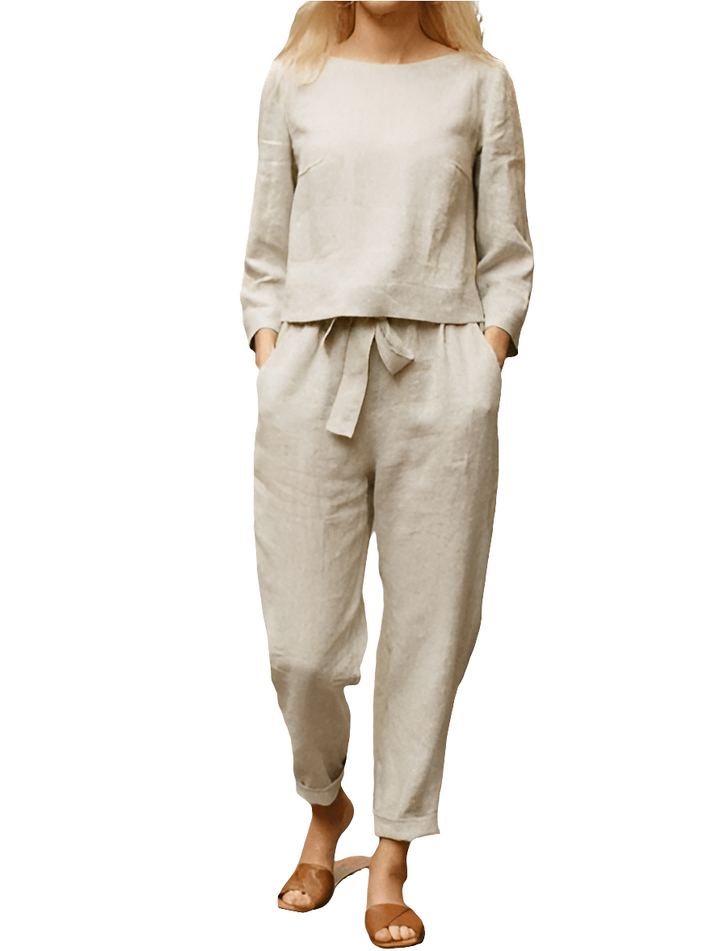 Eline | Comfortabele Tweedelige Dames Set | Top Met Lange Mouwen | Elastische Broek