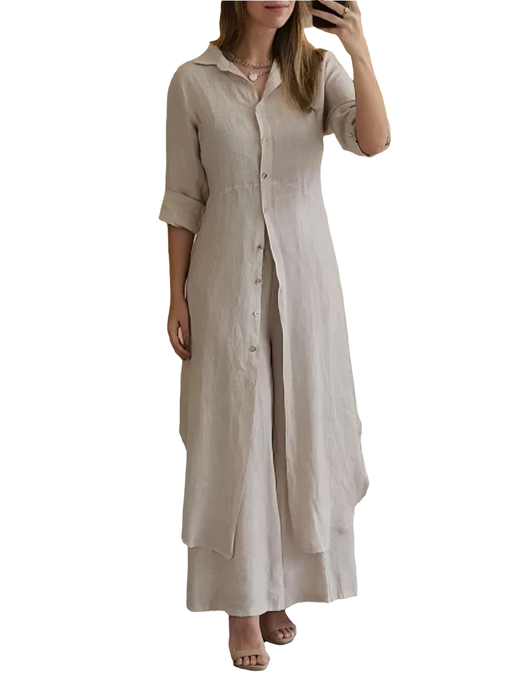 Sarah | Dames Tweedelige Elegante Linnen Set | Vrouwen Zomer Set