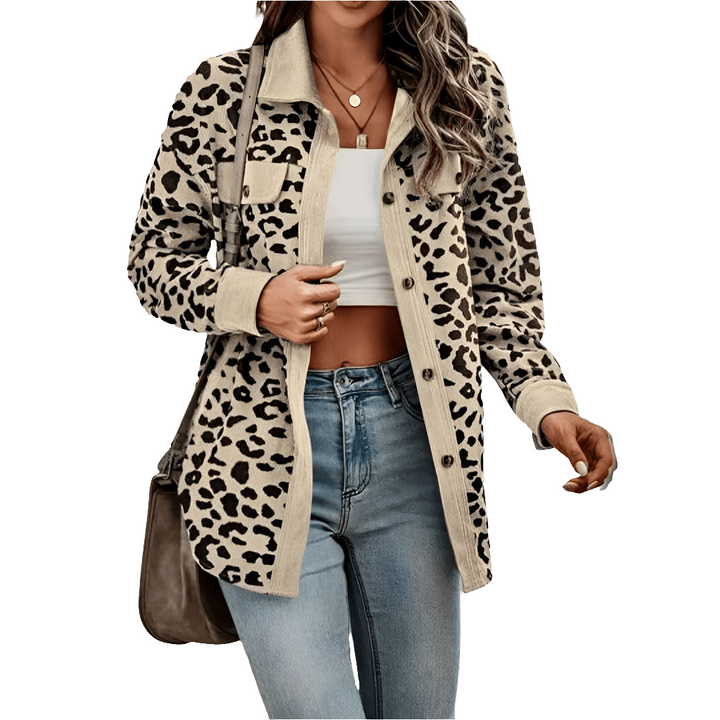 Zina | Nette Dames Jas met Luipaard Print | Casual & Comfortabel