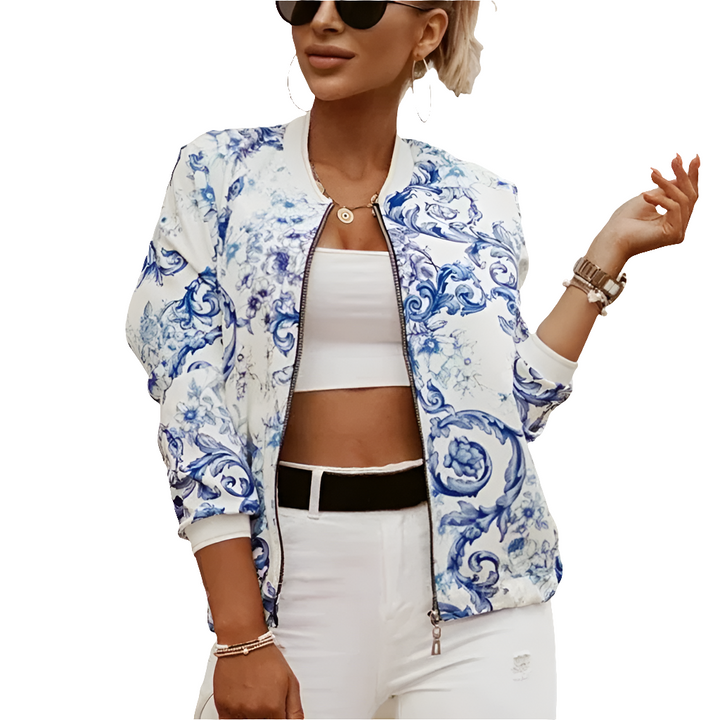 Noa | Stijlvolle Dames Jas | Bloemenprint Bomberjack