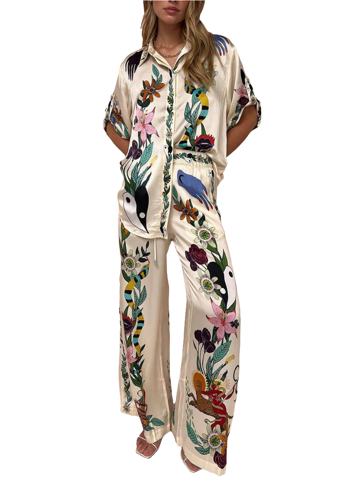Foah | Tweedelige Satijnen Dames Set | Comfortabel Voor De Lente En Zomer