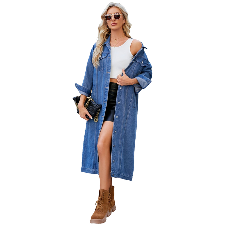 Yashna | Denim Overhemdjurk | Rechte Pasvorm en Knopen | Voor Casual Looks